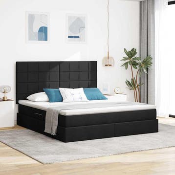 vidaXL LED opbergbed met matras Zwart 160 x 200 cm Stof, Verzenden