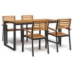 vidaXL 5-delige Tuinset massief acaciahout en metaal, Tuin en Terras, Verzenden, Nieuw, Tuinset
