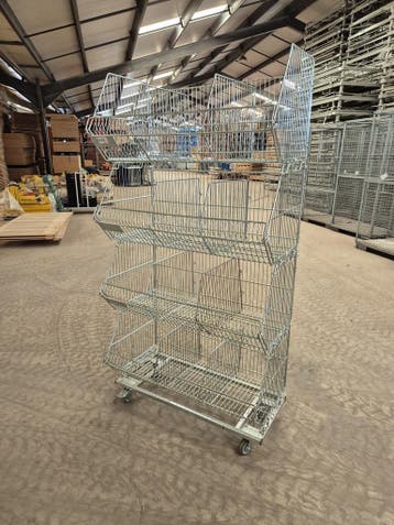 Set van 4 draadmanden 96x50x48cm op wielen gebruikt, Zakelijke goederen, Kantoor en Winkelinrichting | Magazijn, Stelling en Opslag