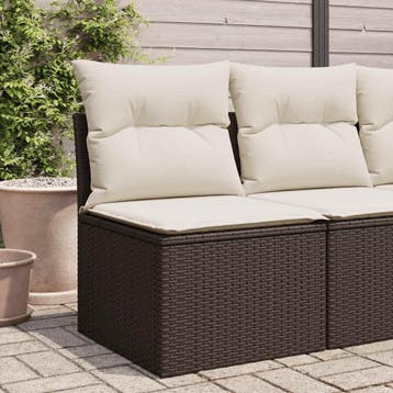 vidaXL Tuinstoel zonder armleuning met kussens poly rattan, Verzenden