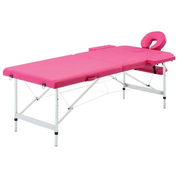 vidaXL Massagetafel inklapbaar 2 zones aluminum roze, Verzenden