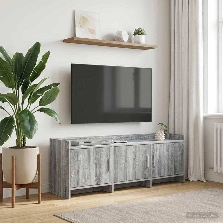 vidaXL TV Kast 130 x 33 x 47 cm Grijs Sonoma Bewerkt hout, Huis en Inrichting, Kasten |Televisiemeubels, Nieuw, Verzenden