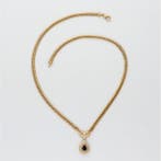 Collier - 18 carats Or jaune - Diamant - Saphir
