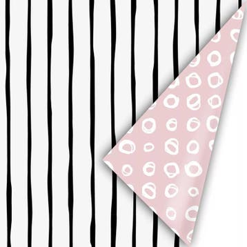 3M Line art zwart wit / roze (Cadeaupapier 3M, Inpakpapier), Ophalen of Verzenden, Nieuw