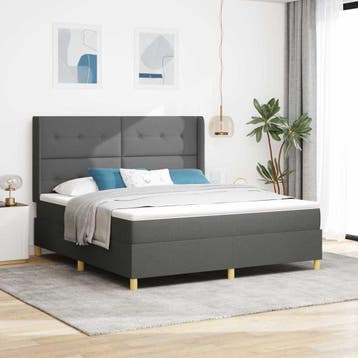 vidaXL Boxspring bed met hoofdeinde Donkergrijs 180 x 200 cm, Verzenden, Nieuw