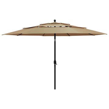 vidaXL Parasol 3-laags met aluminium paal 3,5 m taupe, Verzenden