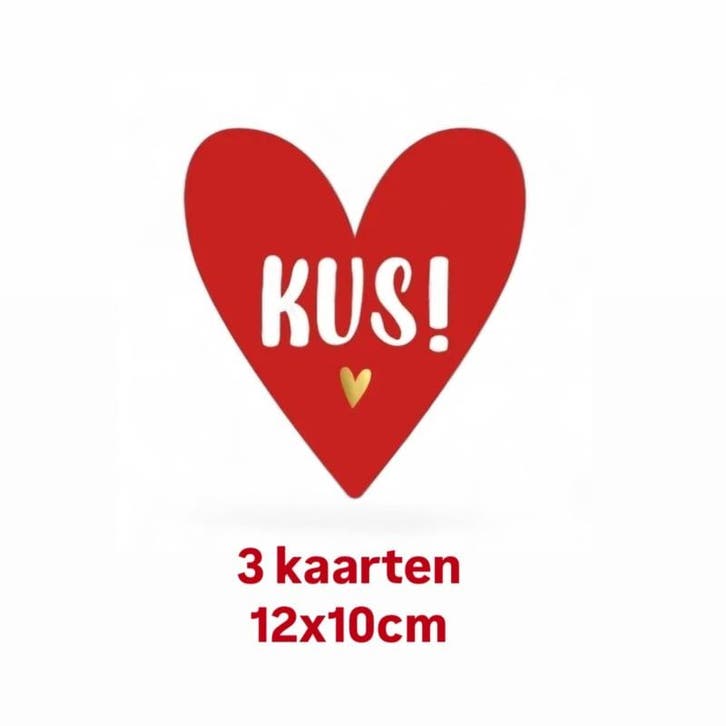 3 kaart in hartvorm KUS - valentijn - liefde - (Kaarten), Divers, Cartes de voeux, Enlèvement ou Envoi