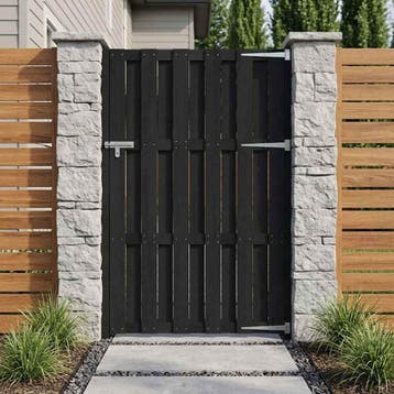 vidaXL Tuinpoort 100 x 180 cm WPC en Aluminium Zwart, Verzenden