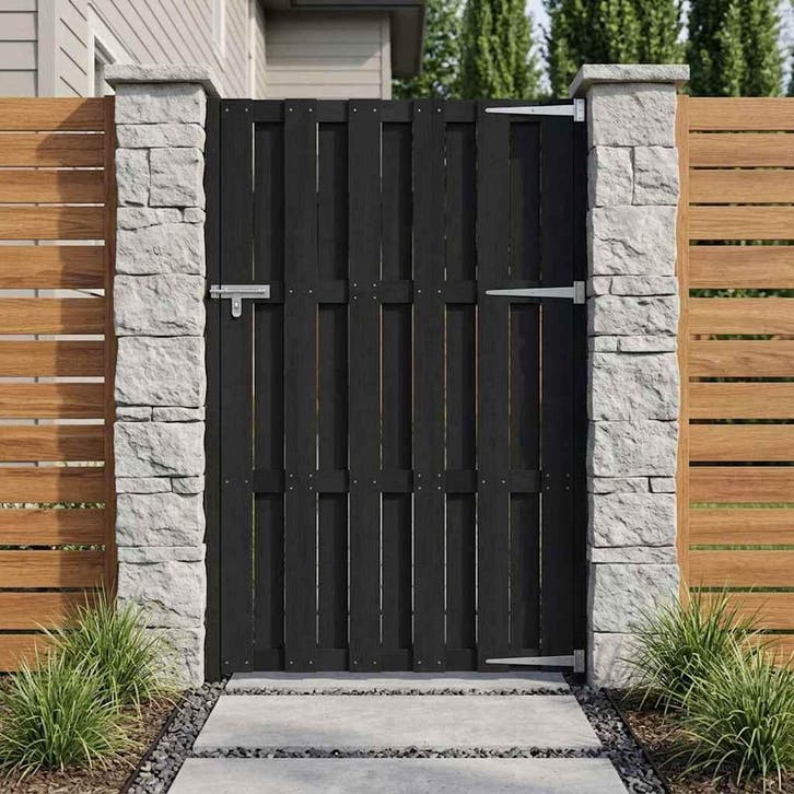 vidaXL Tuinpoort 100 x 180 cm WPC en Aluminium Zwart, Tuin en Terras, Tuinpoorten, Nieuw, Verzenden