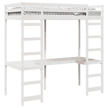 vidaXL Hoogslaper bedframe Wit 90 x 200 cm Massief, Verzenden, Nieuw