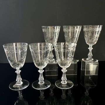Val Saint Lambert - Drinkservies (6) - Louis XV zuurgeëtste