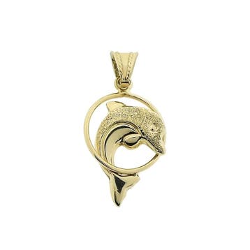 Gouden hanger van een dolfijn (Hanger of bedel), Ophalen of Verzenden, Gebruikt, Goud, Overige merken