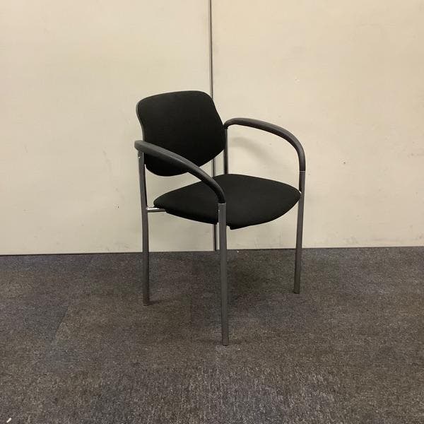 vergaderstoel, stapelstoel, zwarte stoffering - chrome poten, Maison & Meubles, Chaises