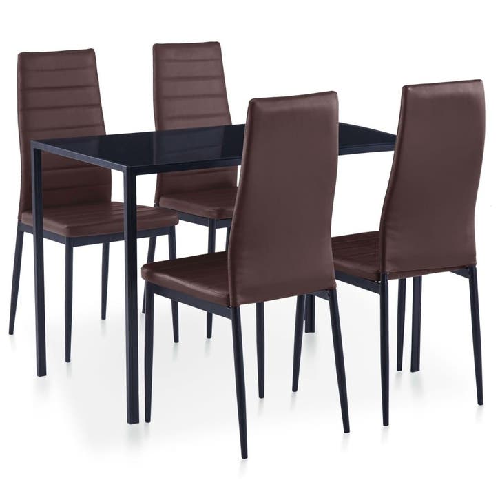 vidaXL 5-delige Eethoek bruin, Maison & Meubles, Salles à manger complètes, Envoi