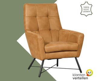 Leren fauteuil Proud - Kenia Cognac (cognac), Maison & Meubles, Ophalen of Verzenden