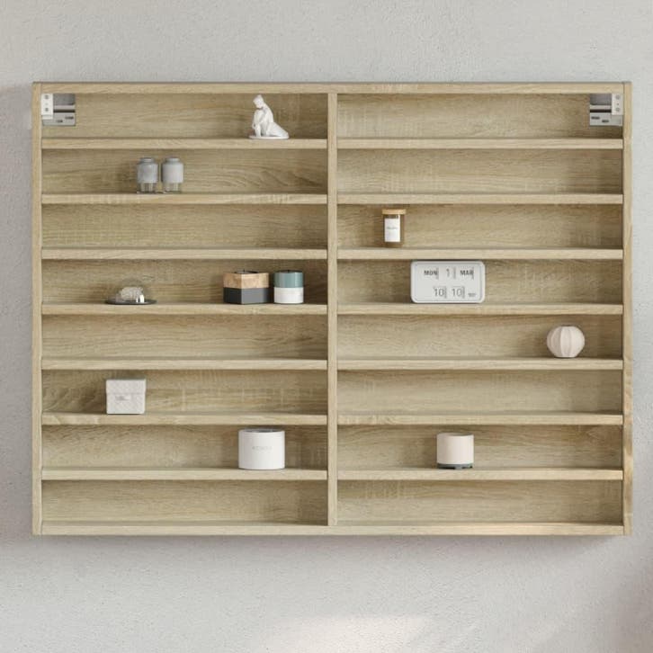 vidaXL Vitrinekast 100x8,5x75 cm bewerkt hout sonoma, Maison & Meubles, Armoires | Armoires murales, Envoi