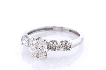 Zonder minimumprijs - Ring - 14 karaat Witgoud - 0.95ct. tw., Nieuw