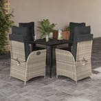 vidaXL 5-delige Tuinset met kussens poly rattan lichtgrijs, Verzenden, Nieuw, Tuinset