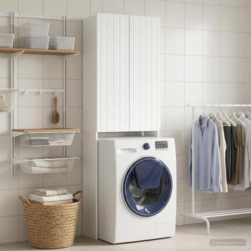 vidaXL Toiletkast ZWOLLE Wit 66 x 25,5 x 190 cm Bewerkt hout, Verzenden, Nieuw