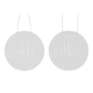 Stoeldecoratie Mr & Mrs 30cm 2st, Hobby en Vrije tijd, Verzenden, Nieuw