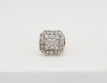 Bague - 9 carats Argent, Or jaune Diamant (Naturelle), Nieuw