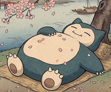 Kleury.art - [XL MATTE PAPER] Snorlax Beneath the Sakura, Nieuw