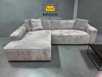 OVERSTOCK Belfast hoekzetel – modern, strak en ribstof toppe, Verzenden