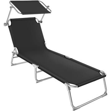 tectake Ligbed met 4 standen - zwart, Jardin & Terrasse, Verzenden