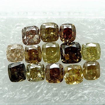 13 pcs Diamant (Couleur naturelle) - 3.07 ct - Coussin -