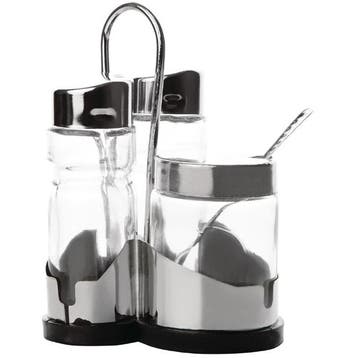 Menage | RVS/Glas | 3-delig | 106x100x218(h)mm Comas, Verzenden