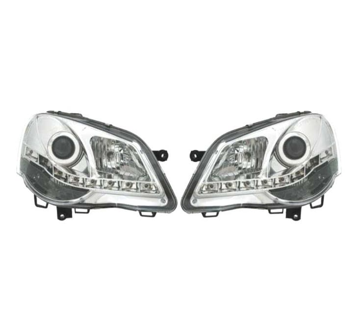 PHARES POUR VOLKSWAGEN VW POLO 9N3 05-09 DAYLIGHT FOND CHROM, Auto-onderdelen, Verlichting, Verzenden