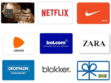 Gift cards, Cadeaukaarten, Reischeques inwisselen voor geld, Tickets en Kaartjes, Drie personen of meer, Cadeaubon, Overige typen