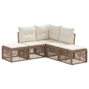 vidaXL Tuinbank Set 5 pcs Beige poly rattan, Tuin en Terras, Tuinsets en Loungesets, Verzenden, Nieuw