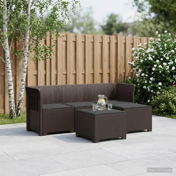 vidaXL 4-Zitter Tuin Sofa met Kussens Rattan Look PP Bruin, Verzenden, Nieuw
