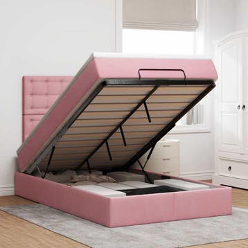 vidaXL Ottoman bed met matrassen 120x200cm fluweel roze, Verzenden, Nieuw