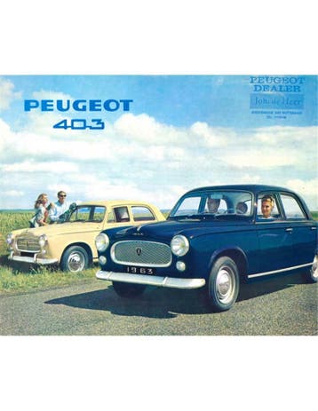 1963 PEUGEOT 403 BROCHURE NEDERLANDS, Ophalen of Verzenden