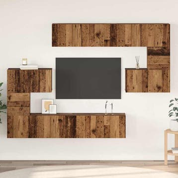 vidaXL Tv-meubelset 8 st Oud Hout Bewerkt hout, Verzenden