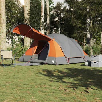 vidaXL Tunneltent 8-persoons waterdicht grijs en oranje, Verzenden, Nieuw