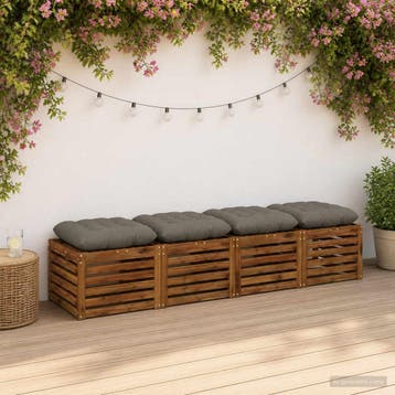 vidaXL Zitkussens VIANEN 4 st 100% Polyester Grijs 60 x 60 x, Maison & Meubles, Accessoires pour la Maison | Coussins, Verzenden