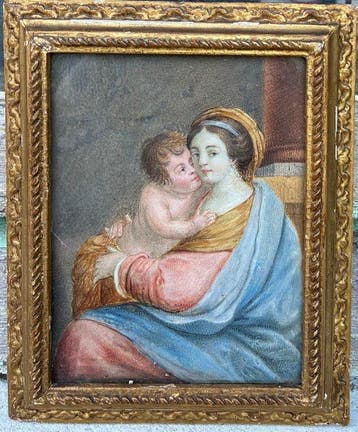Franse school (XVII) - Vierge à lenfant peinte par le