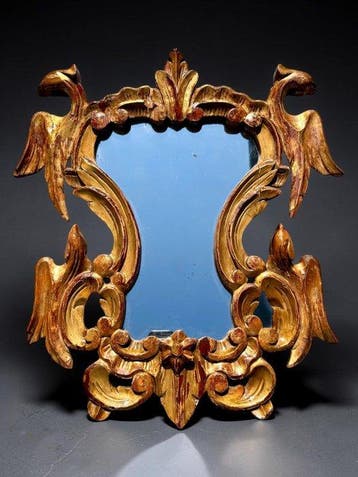 Early 1800s Italian Baroque Cartouche - Spiegel - Verguld, Antiquités & Art