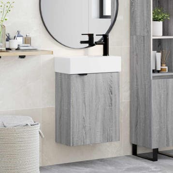vidaXL Badkamermeubel met kraan Grijs Sonoma 45,5 x 22,5 x, Verzenden