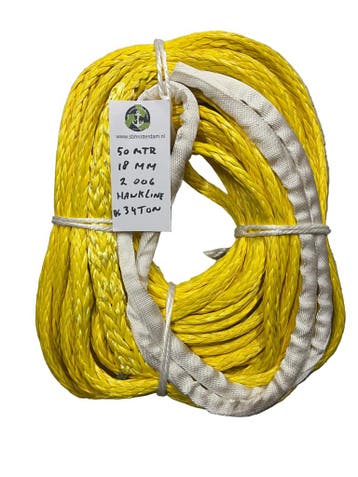 Hawk-Line Touw HMPE 25MTR 18MM 34 Ton  2 Oog touw aanmeer..., Verzenden