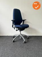 RH Logic 400 - Blauwe stoffering  - Zilvergrijs voetkruis, Werkplek, Ophalen of Verzenden, Gebruikt, Stoel