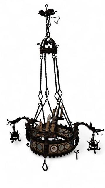 Kroonluchter - Monumentale kroonluchter van smeedijzer met