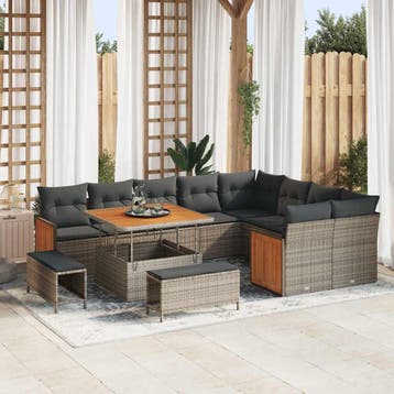 vidaXL Tuinbank Set 13 st 11-Aantal zitplaatsen Grijs poly, Verzenden, Nieuw