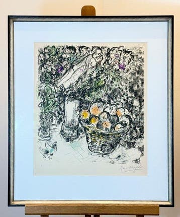 Marc Chagall (1887-1985) - Couple au panier de fruits, Antiek en Kunst