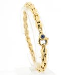 Gouden cardano schakelarmband met saffier, Gebruikt, Overige kleuren, Ophalen of Verzenden, Met edelsteen