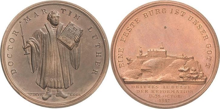 Brons medaille 1817 (1983) Reformation-ereignisse en Jubi..., Timbres & Monnaies, Pièces & Médailles, Envoi