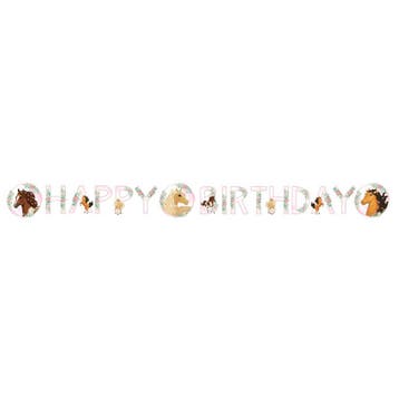 Letterslinger Happy Birthday Paarden 1,4m, Verzenden